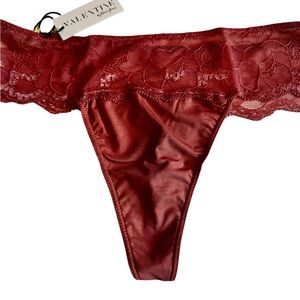 Valentina’s by Jonas and Brown- Women's Josie Lace Thong- Maroon-medium